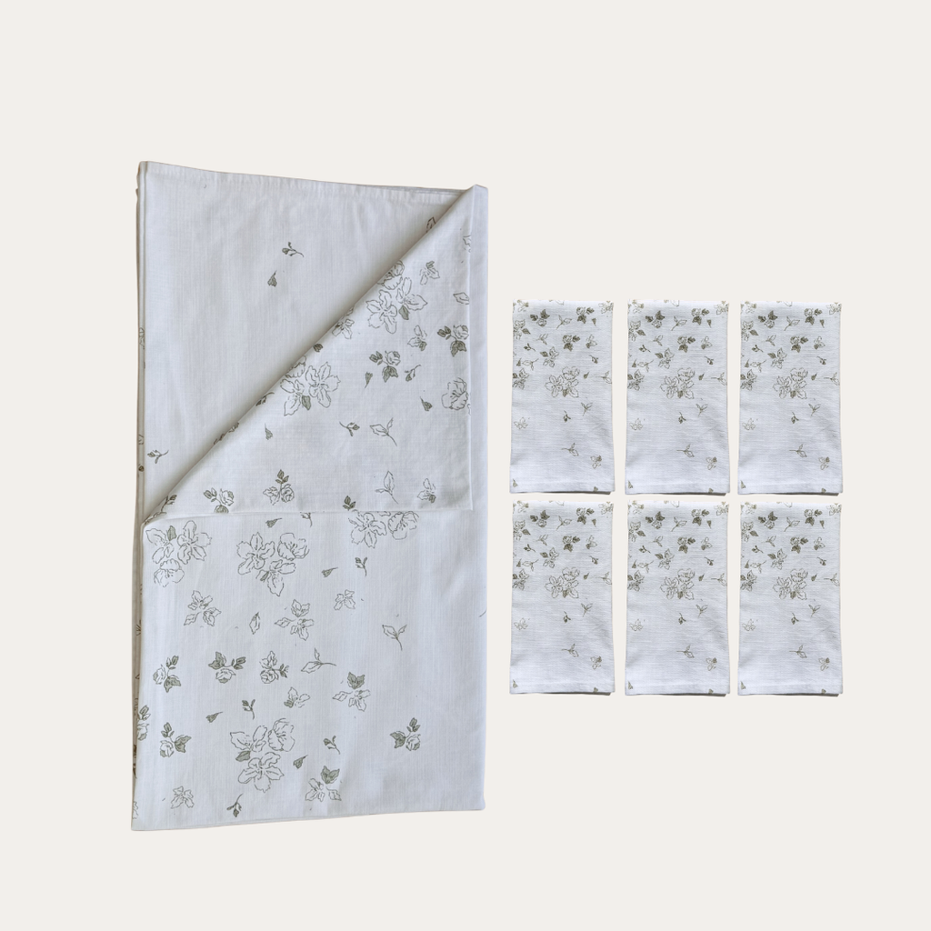 Orchard Blossom Table Linen Set (Tablecloth & Napkins Set of 6).