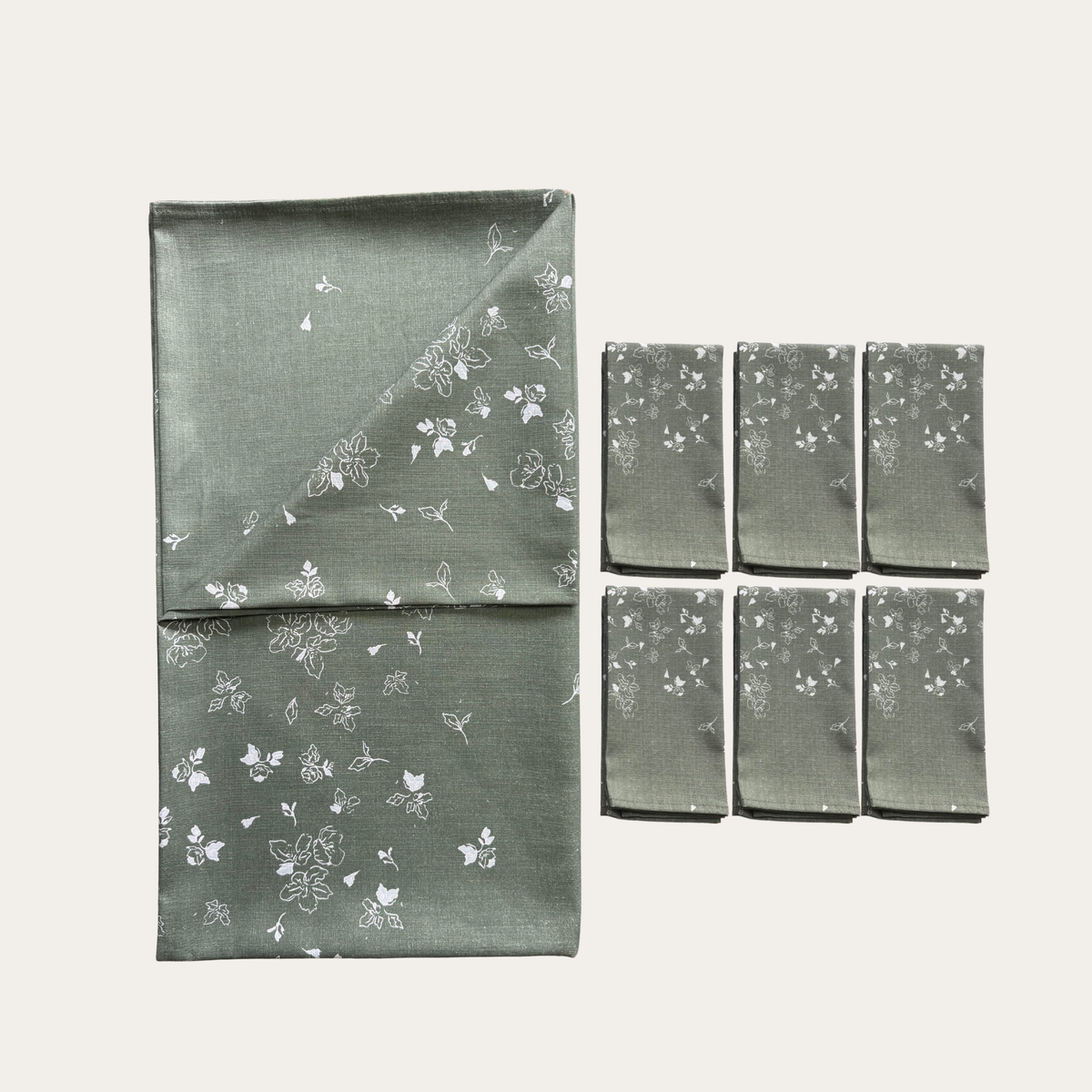 Orchard Green Table Linen Set (Tablecloth & Napkins Set of 6)